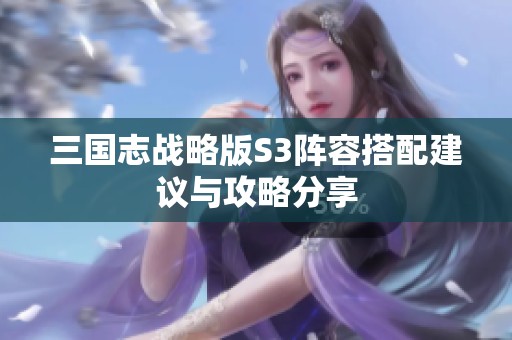 三国志战略版S3阵容搭配建议与攻略分享