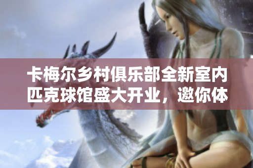 卡梅尔乡村俱乐部全新室内匹克球馆盛大开业，邀你体验球场魅力