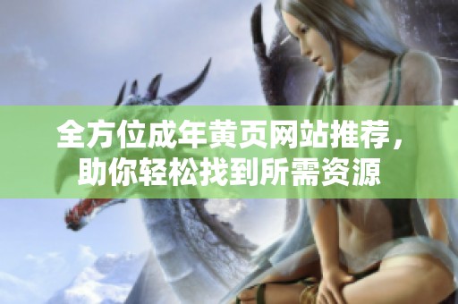 全方位成年黄页网站推荐，助你轻松找到所需资源