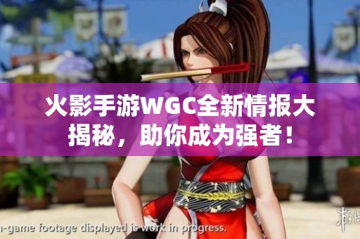 火影手游WGC全新情报大揭秘，助你成为强者！