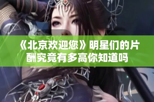 《北京欢迎您》明星们的片酬究竟有多高你知道吗