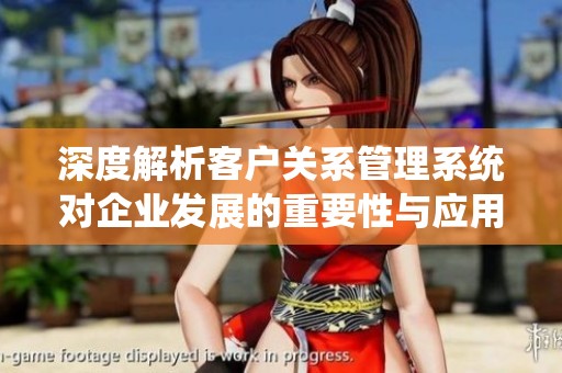 深度解析客户关系管理系统对企业发展的重要性与应用策略
