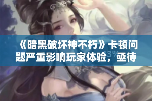 《暗黑破坏神不朽》卡顿问题严重影响玩家体验，亟待解决