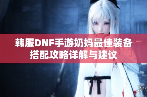 韩服DNF手游奶妈最佳装备搭配攻略详解与建议