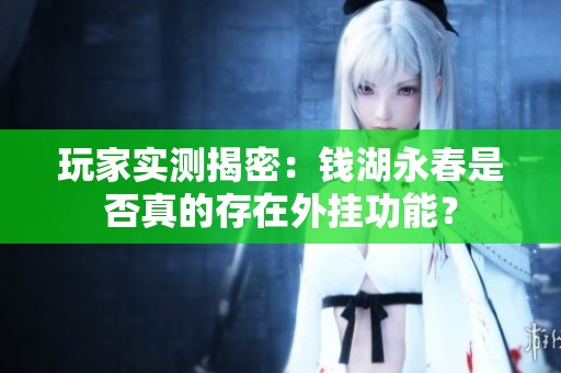 玩家实测揭密：钱湖永春是否真的存在外挂功能？