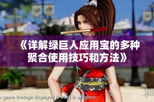 《详解绿巨人应用宝的多种聚合使用技巧和方法》