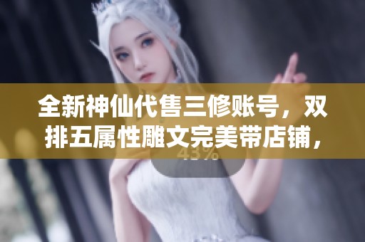 全新神仙代售三修账号，双排五属性雕文完美带店铺，绝对乐享游戏体验！