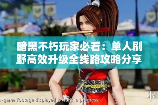 暗黑不朽玩家必看：单人刷野高效升级全线路攻略分享