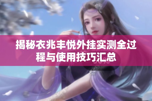 揭秘衣兆丰悦外挂实测全过程与使用技巧汇总