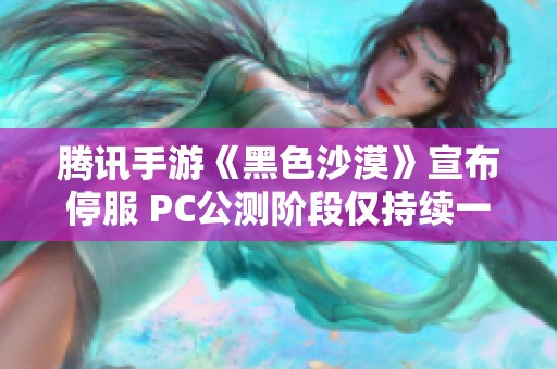 腾讯手游《黑色沙漠》宣布停服 PC公测阶段仅持续一个月！